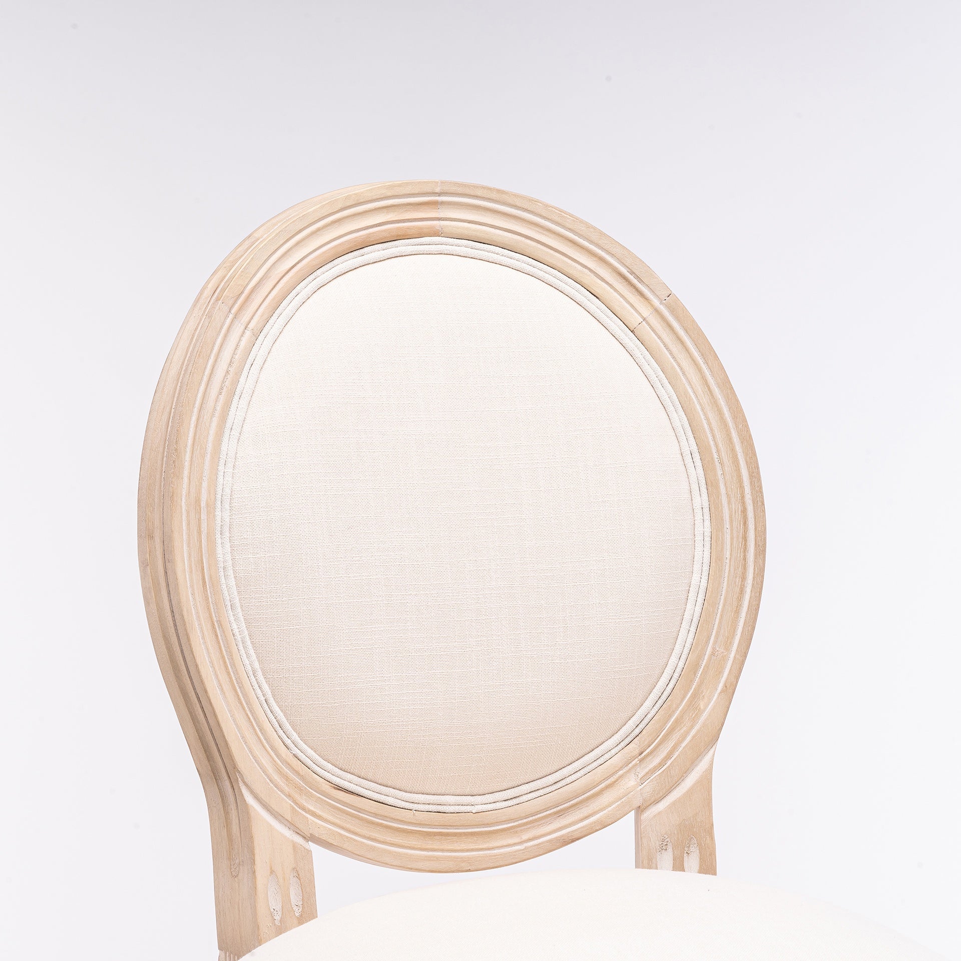 French Country Wooden Barstools with Upholstered Seating ,Beige ,Set  of 2