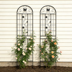 2 Pack Metal Garden Trellis 86.7" x 19.7" Rustproof Trellis for Climbing Plants Outdoor Flower Support Black