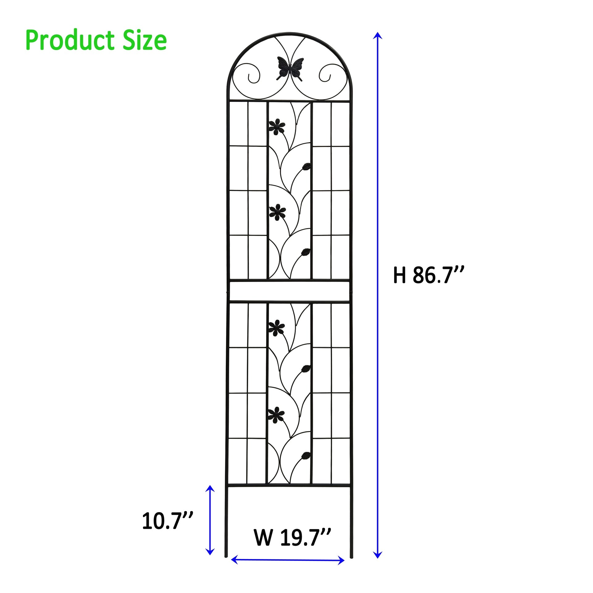 2 Pack Metal Garden Trellis 86.7" x 19.7" Rustproof Trellis for Climbing Plants Outdoor Flower Support Black