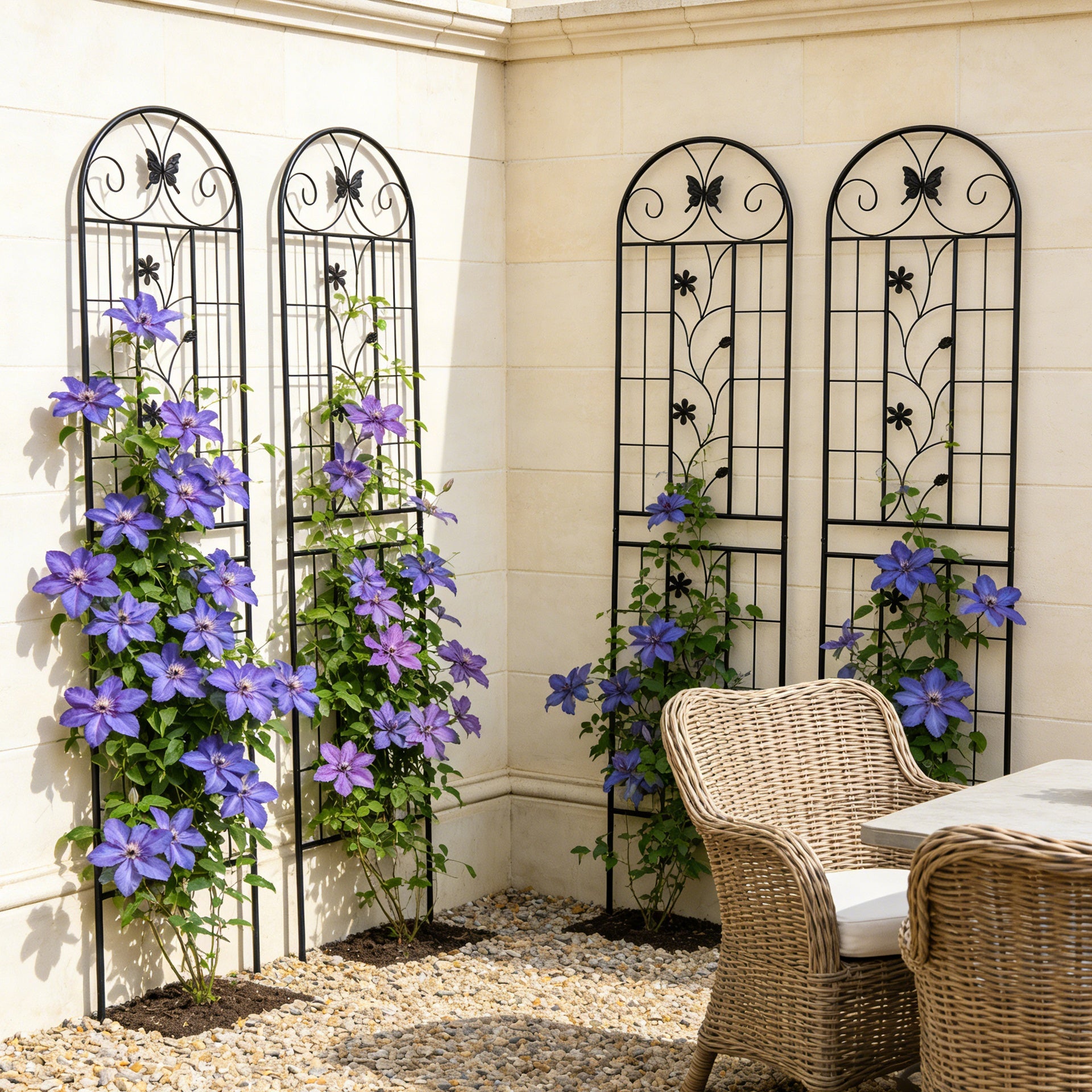 2 Pack Metal Garden Trellis 86.7" x 19.7" Rustproof Trellis for Climbing Plants Outdoor Flower Support Black