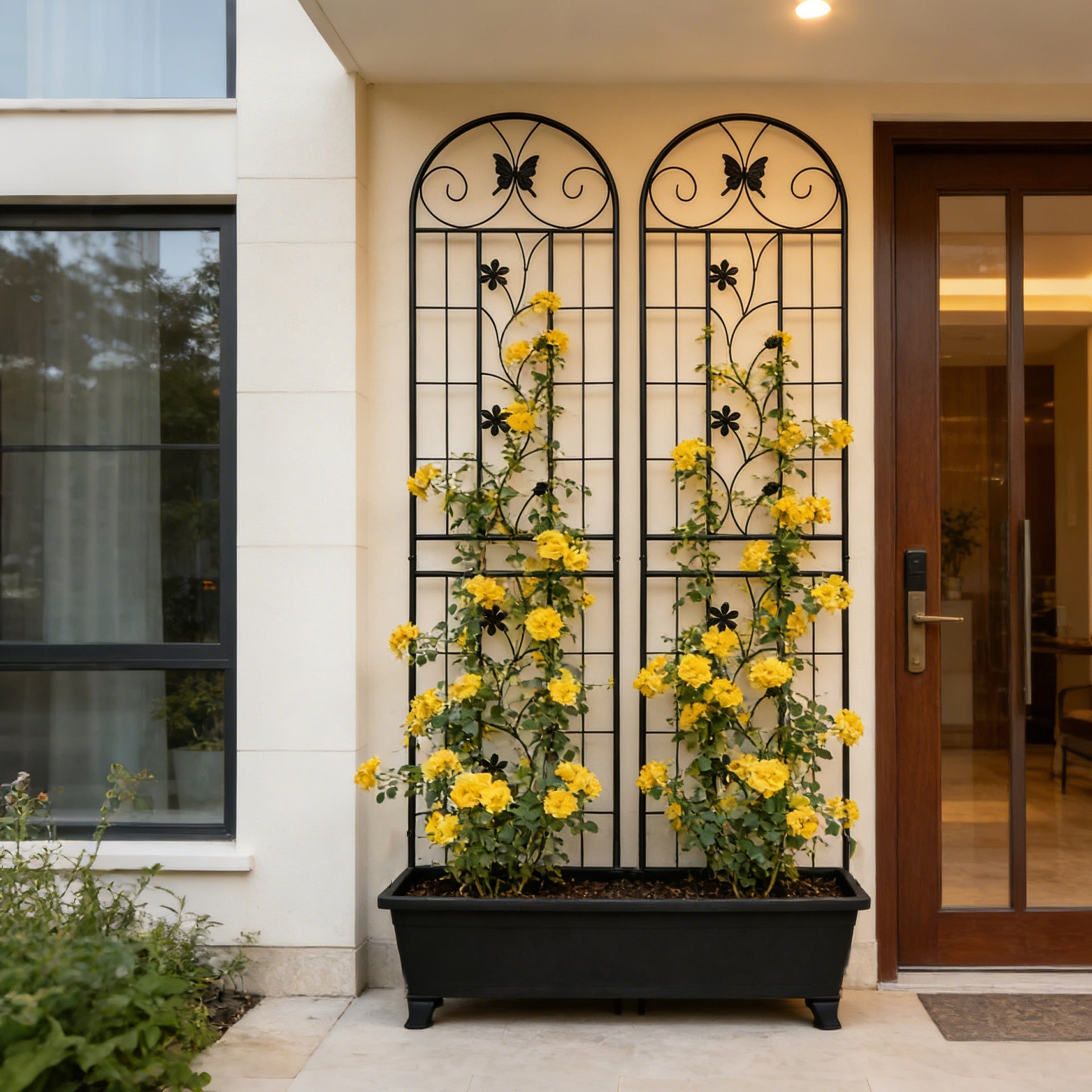 2 Pack Metal Garden Trellis 86.7" x 19.7" Rustproof Trellis for Climbing Plants Outdoor Flower Support Black