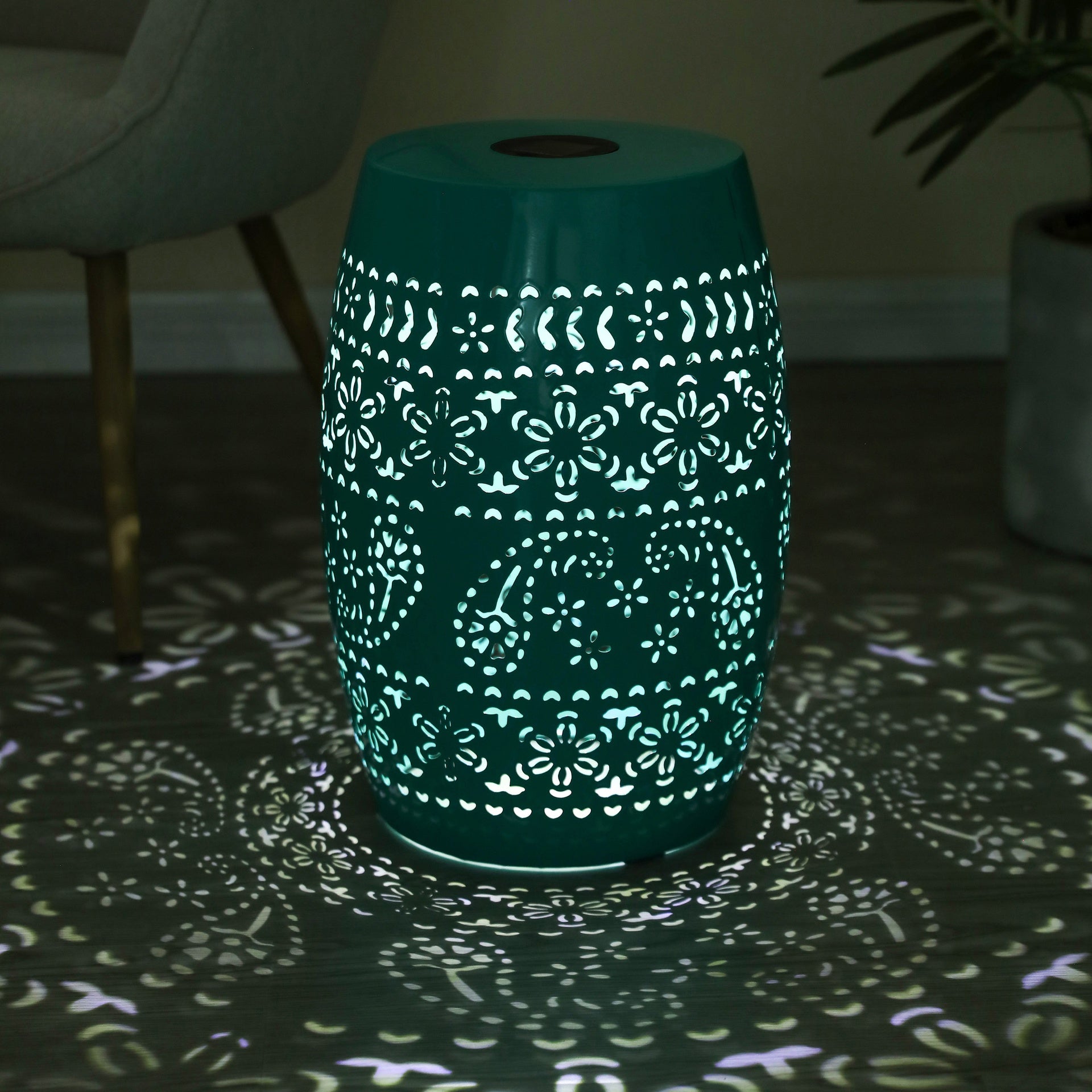 SOLAR SIDE TABLE,TEAL COLOR