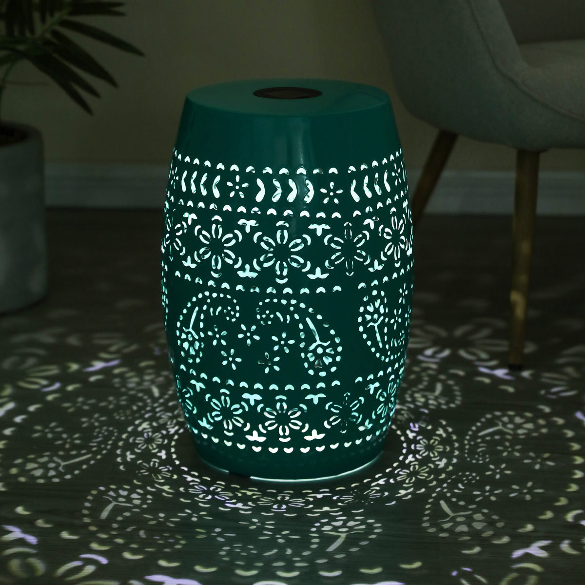 SOLAR SIDE TABLE,TEAL COLOR