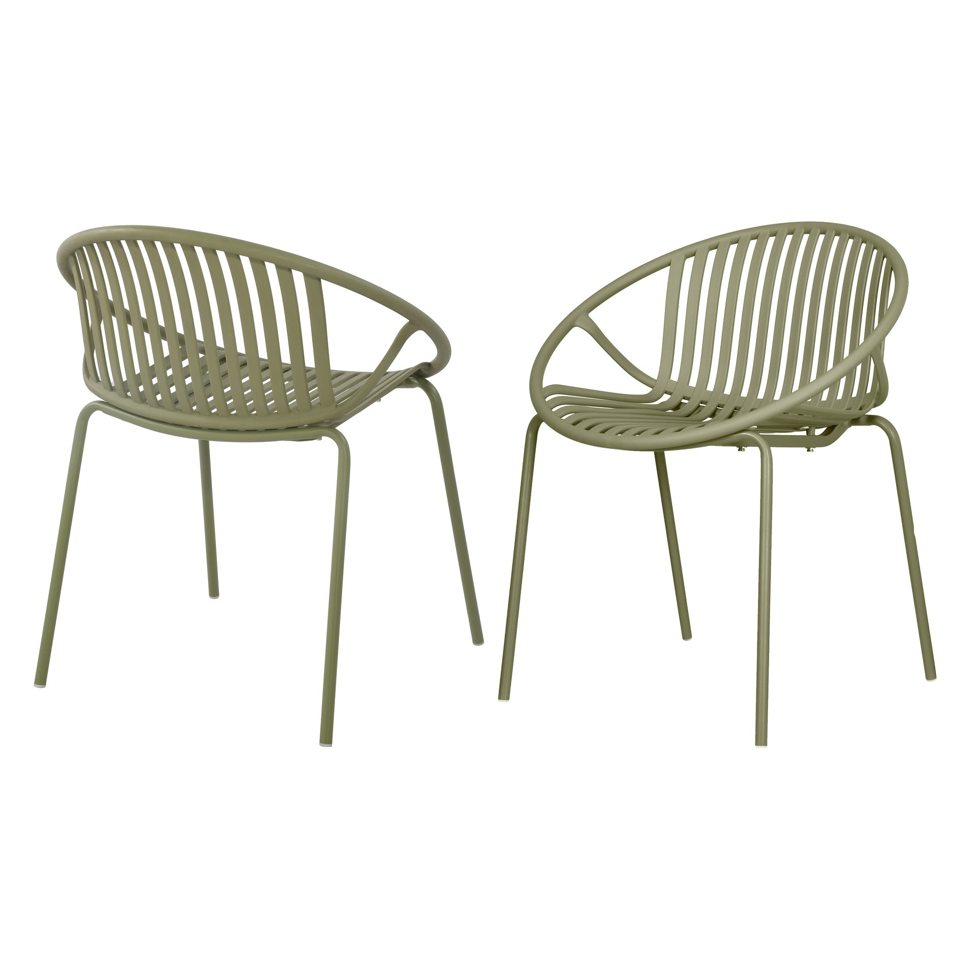 Patio Dining Chairs Stackable Chairs with Breathable Design Modern Simple Art Style (Set of 2),Metal Legs+Plastic backrest,Green