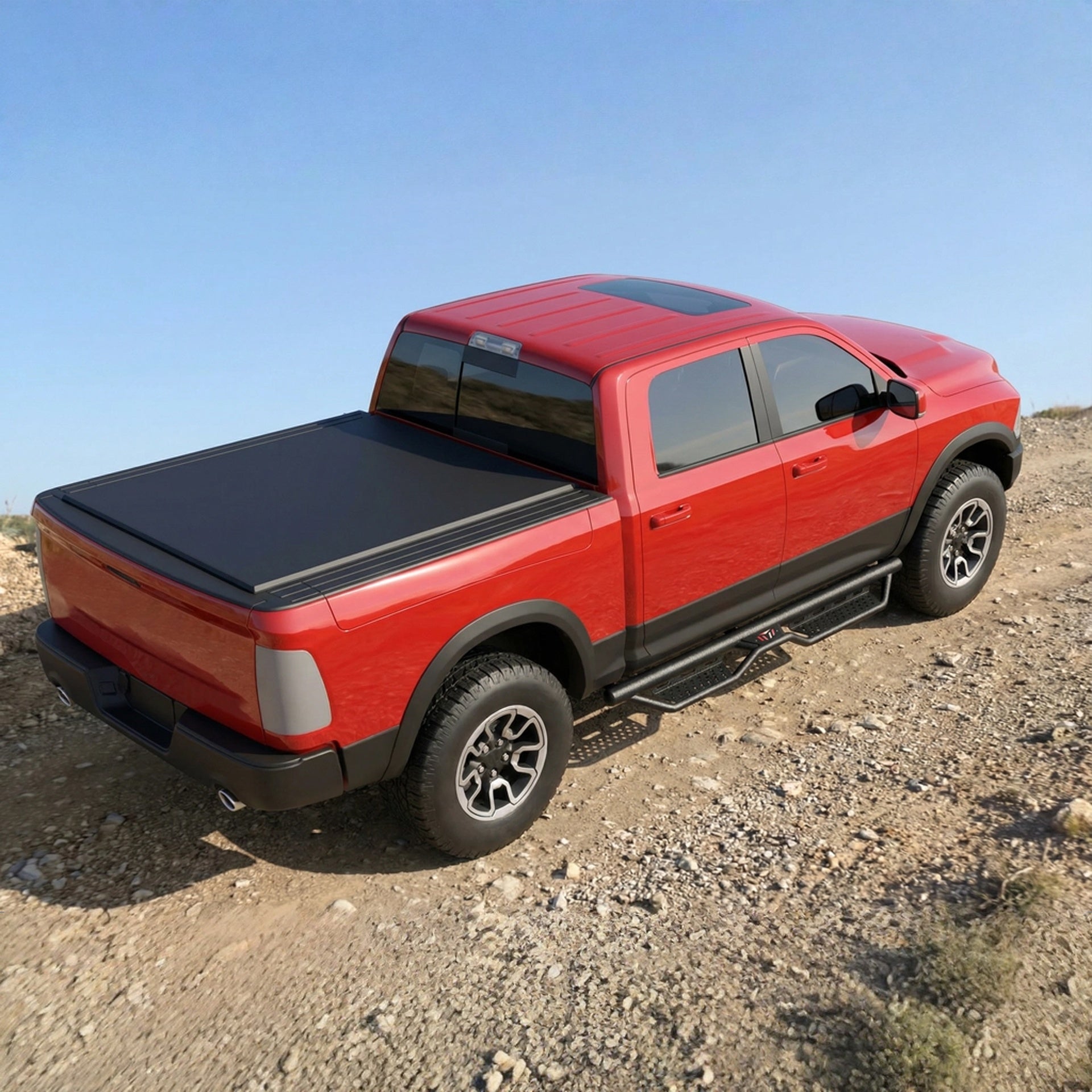 Compatible with 2009-2018 Dodge Ram 1500, 2019-2024 1500 Classic, 2010-2026 Ram 2500 and 3500 Crew Cab Running Boards Compatible, Heavy-Duty Steel Dual Stair Designs
