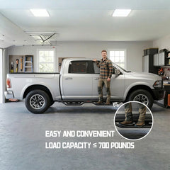 Compatible with 2009-2018 Dodge Ram 1500, 2019-2024 1500 Classic, 2010-2026 Ram 2500 and 3500 Crew Cab Running Boards Compatible, Heavy-Duty Steel Dual Stair Designs