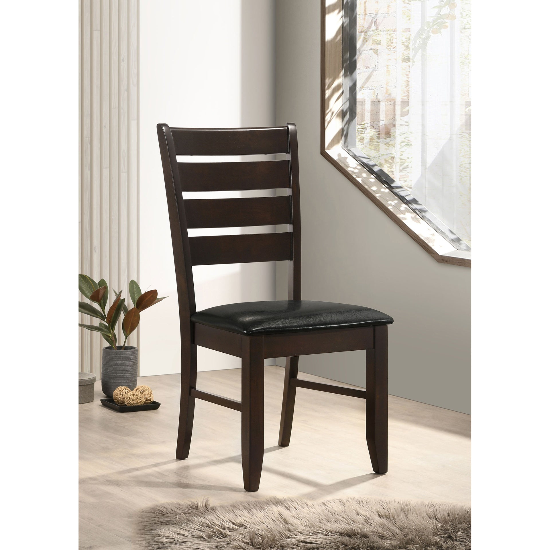 Cappuccino and Black Padded Seat Side Chairs (Set of 2)