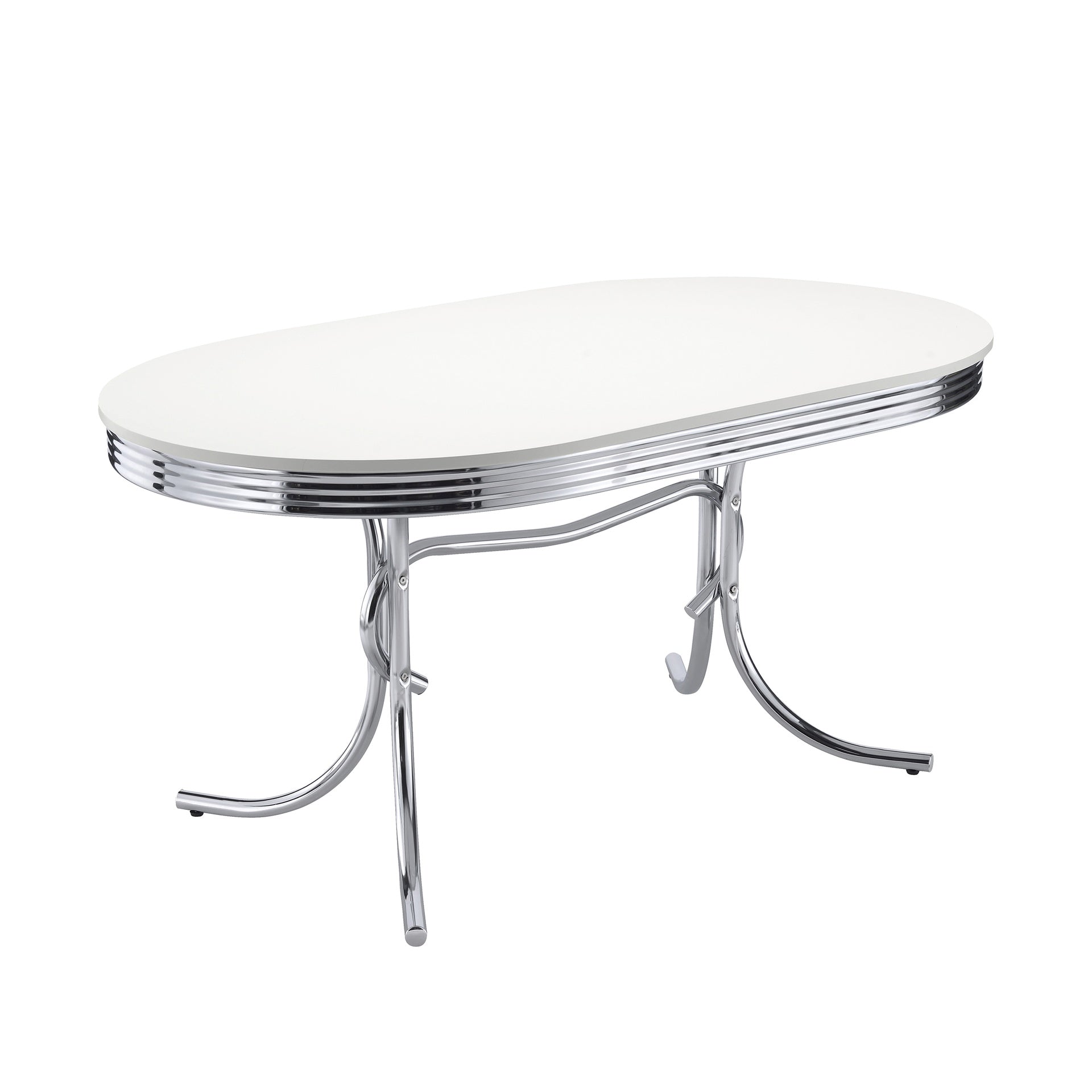 White and Chrome Oval Dining Table