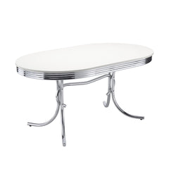 White and Chrome Oval Dining Table