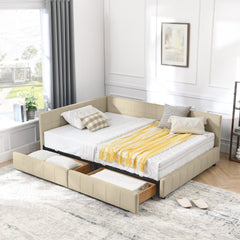 Full Size Storage Upholstered Tufted Bed Frame, Sofa Bed Frame with Comfortable Backrest and Armrests, Full Size Bed for Bedroom, Living Room,Velvet, BEIGE(80.5''*59''*29.5'')