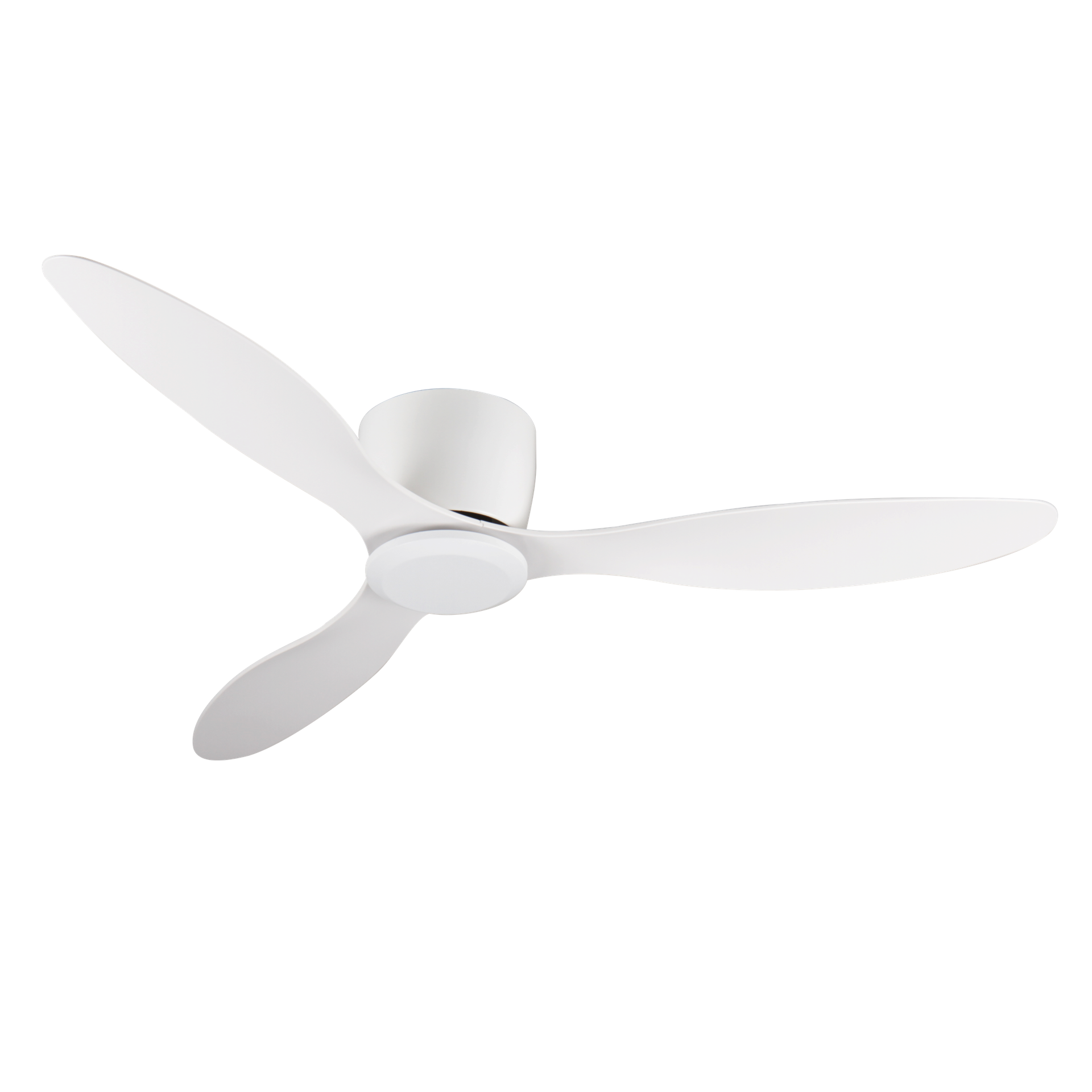 52" Flush Mount white Ceiling Fan without light, 3 Reversible Blades, with 6 Speeds Reversible DC Motor,Low Profile Ceiling Fan with no light for Living Room Kitchen Bedroom