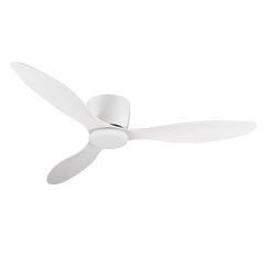 52" Flush Mount white Ceiling Fan without light, 3 Reversible Blades, with 6 Speeds Reversible DC Motor,Low Profile Ceiling Fan with no light for Living Room Kitchen Bedroom