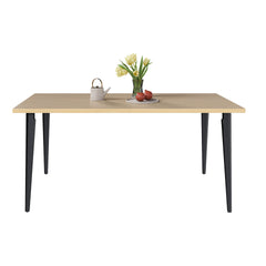 63-inch Modern Dining Table, Wooden Tabletop & Rust-Resistant Iron Legs, Rectangular Kitchen Table for 6-8 People, Rustic Industrial Design for Dining Room, Patio(Table Only)