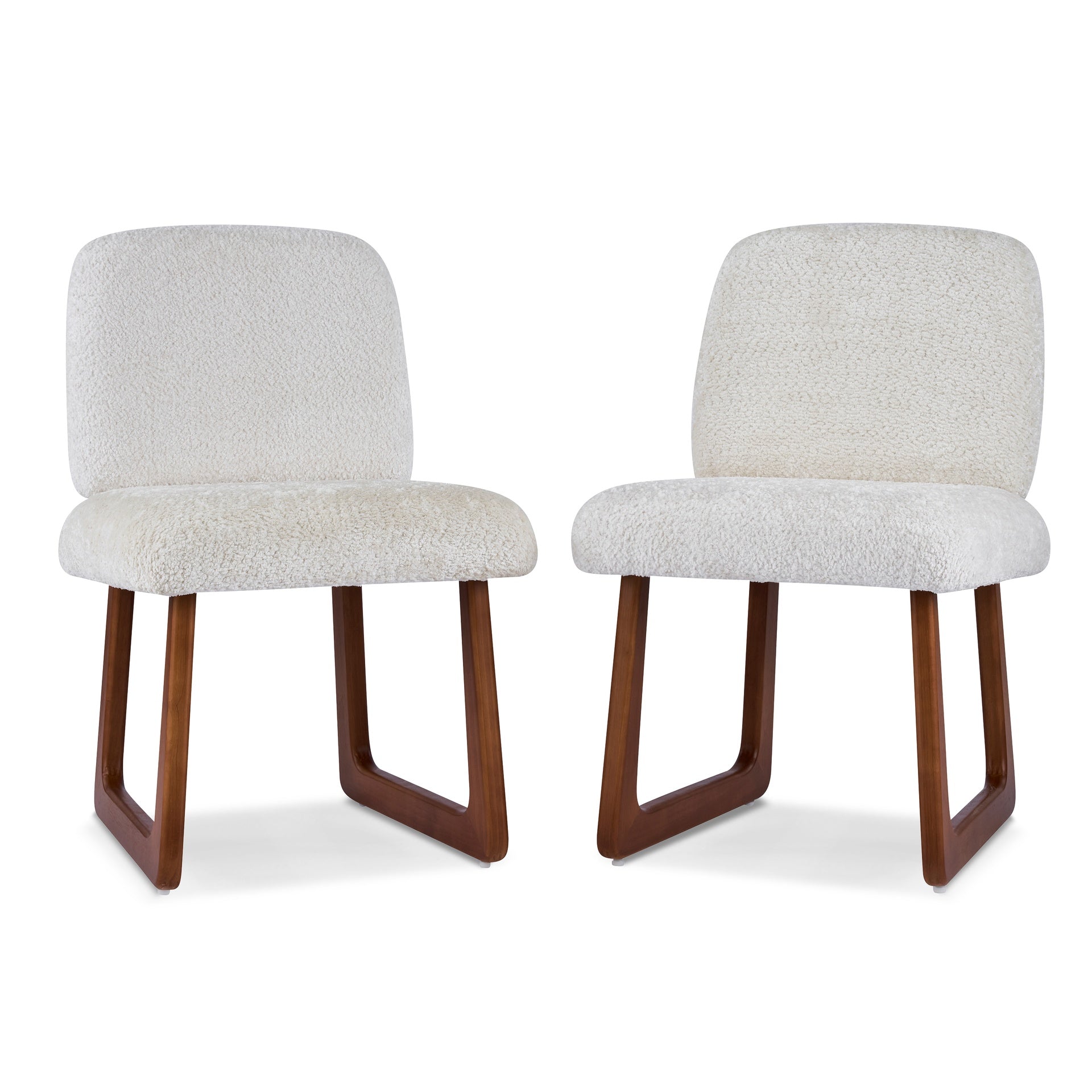 Dining Chair Set of 2, Plush Fabric Upholstered Dining Chairs with Curved Wooden Legs and Beige Fabric,300lbs Capacity