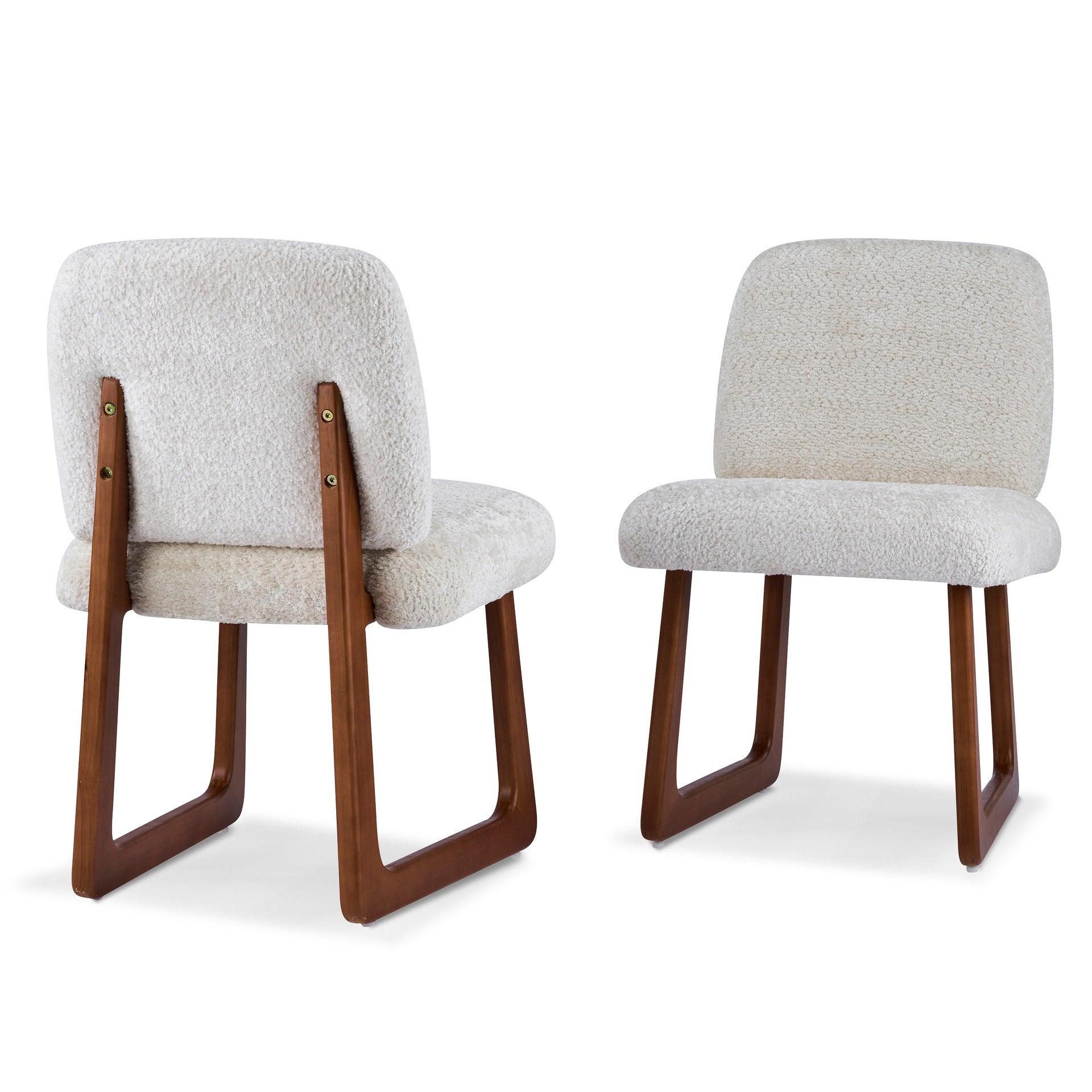 Dining Chair Set of 2, Plush Fabric Upholstered Dining Chairs with Curved Wooden Legs and Beige Fabric,300lbs Capacity