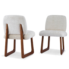 Dining Chair Set of 2, Plush Fabric Upholstered Dining Chairs with Curved Wooden Legs and Beige Fabric,300lbs Capacity