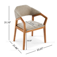 Indoor Dining Chair Set of 2, Oatmeal Chenille Upholstered Armchair with Sturdy Frame, 300lbs Capacity, Ergonomic Curved Backrest