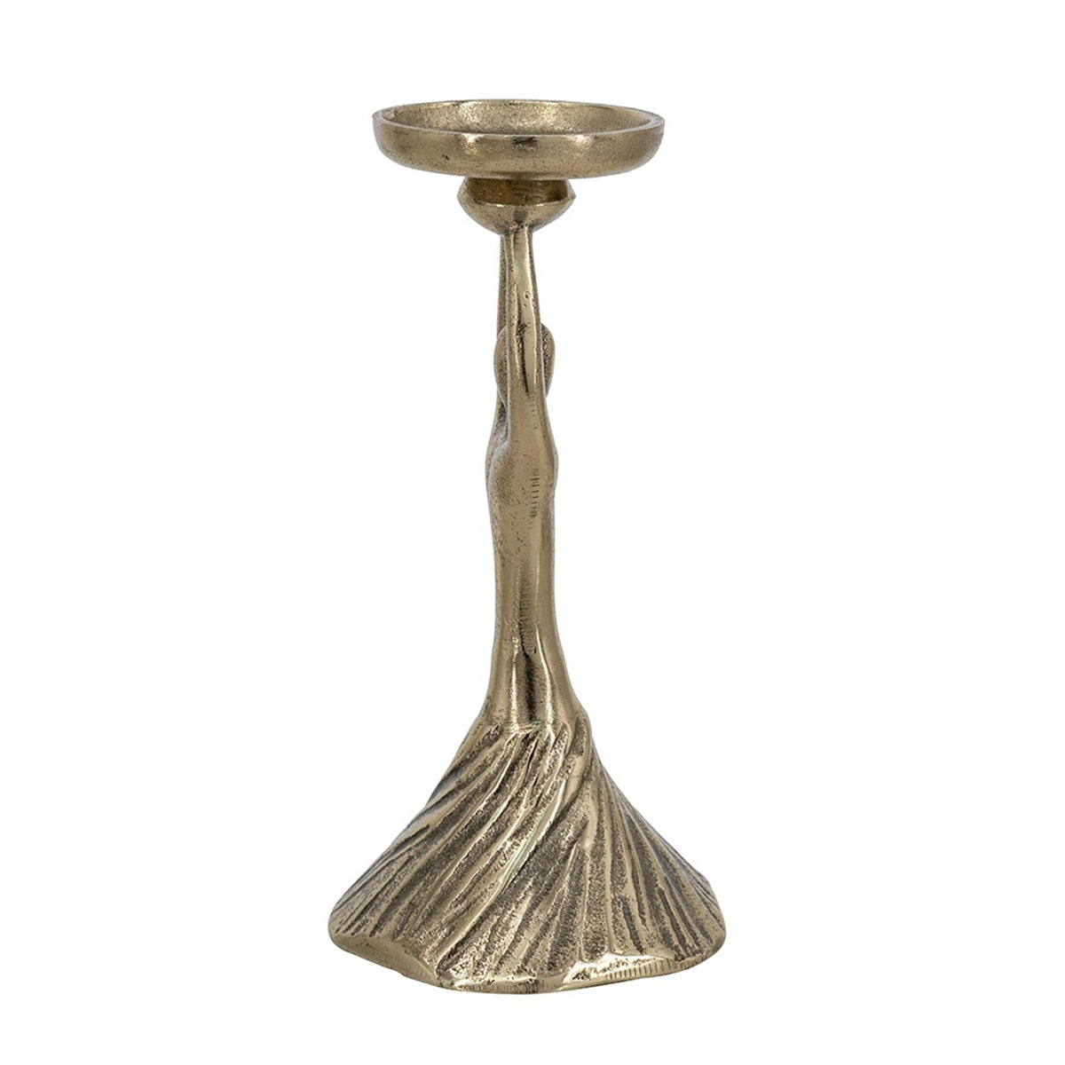 D4.5x9.5" Gold Aluminum Pillar Holder With Abstract Lady Design
