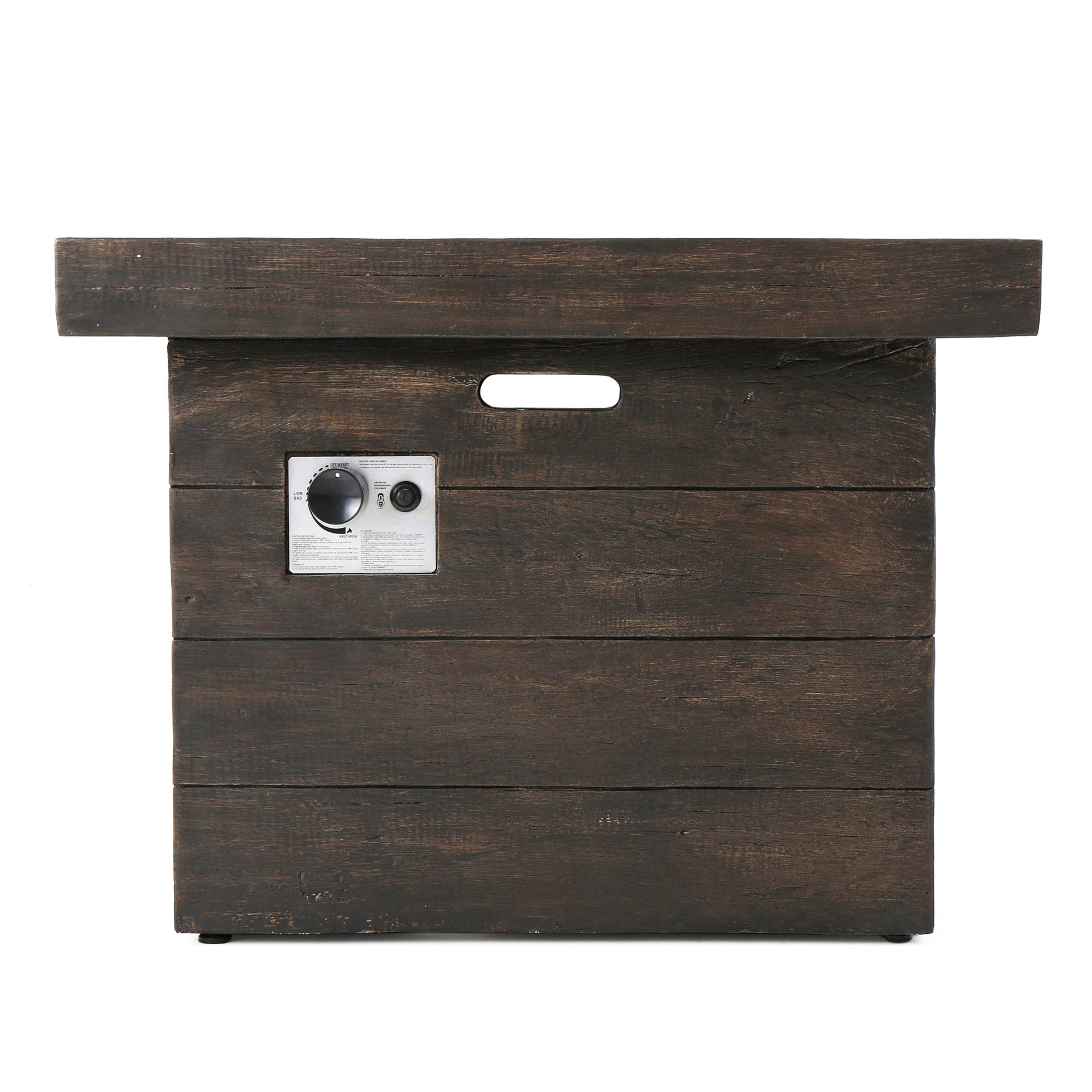 ANCHORAGE 32'' WOOD SQUARE MGO FIRE PIT BROWN - 40,000 BTU