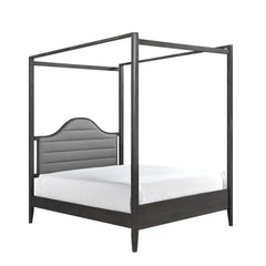 Upholstery Headboard Canopy Queen Bed 1pc Wooden Bedroom Furniture