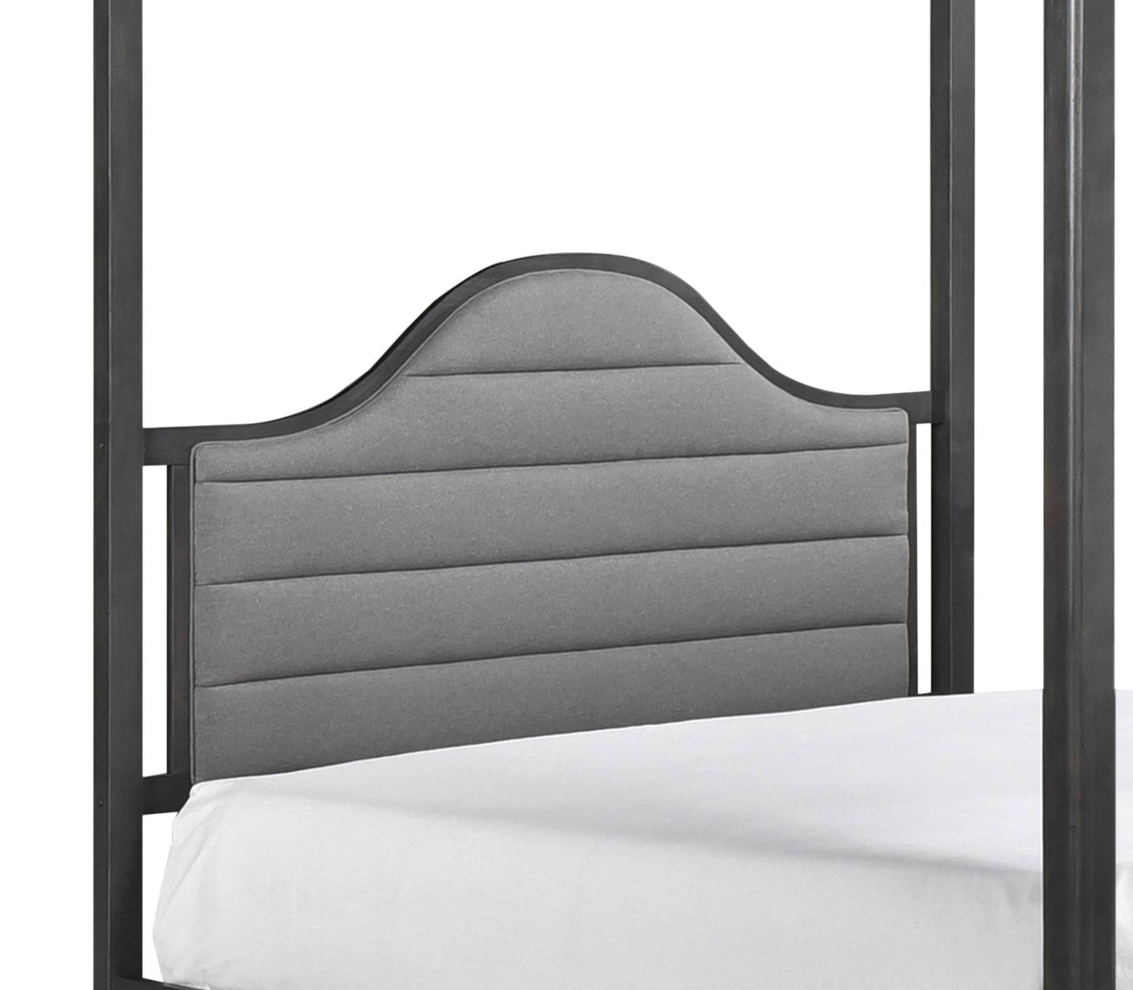 Upholstery Headboard Canopy Queen Bed 1pc Wooden Bedroom Furniture