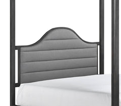 Upholstery Headboard Canopy Queen Bed 1pc Wooden Bedroom Furniture