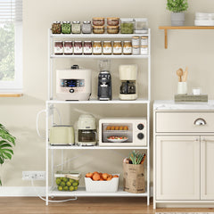Large 5-Tier Bakers Rack with Electrical Outlets, 39 Inch Microwave Stand & Coffee Bar, Kitchen Storage Shelf for Home, Counter Space Organizer