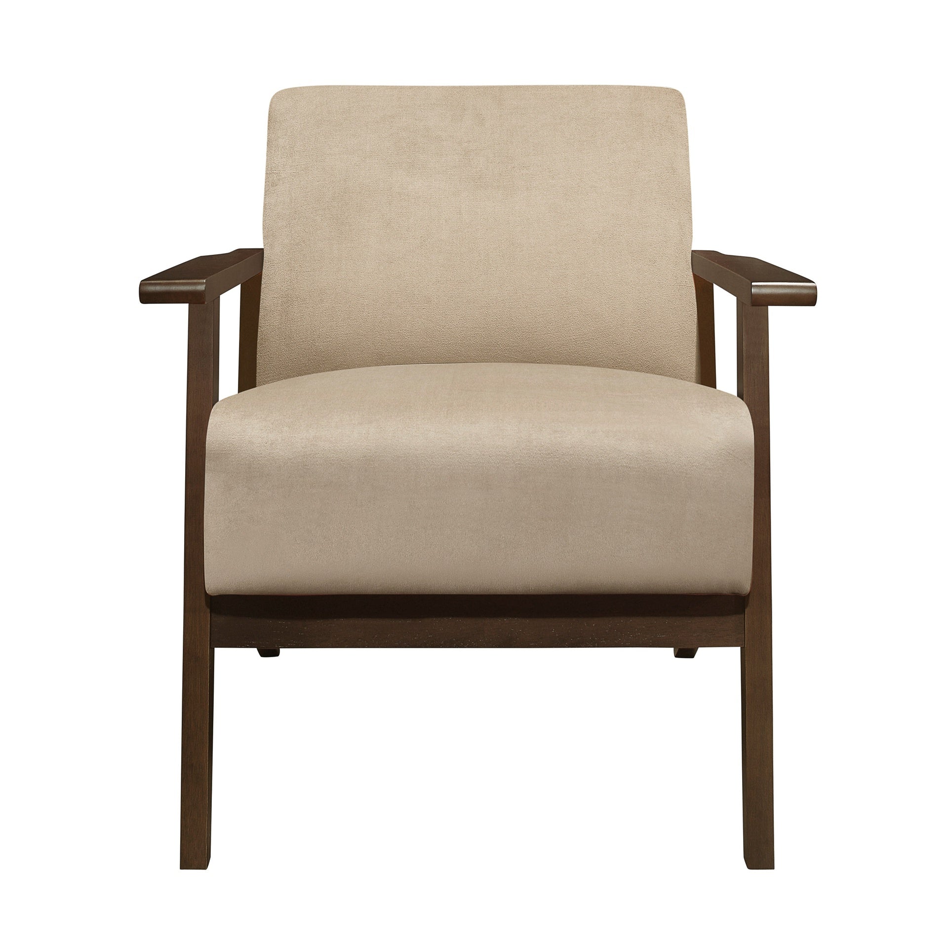 Modern Home Furniture 1pc Accent Chair Cushion Seat Back Light Brown Upholstery Solid Wood Frame