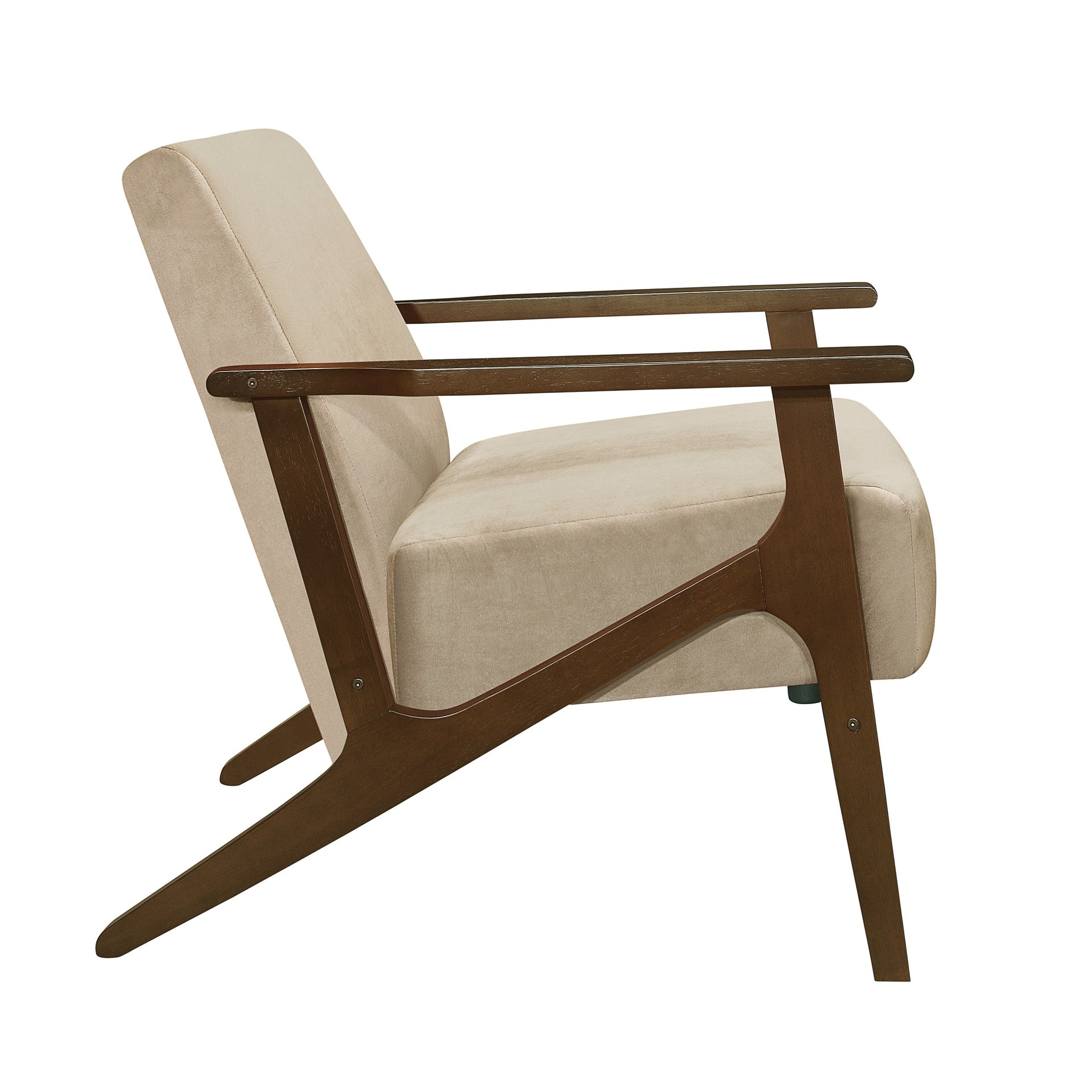 Modern Home Furniture 1pc Accent Chair Cushion Seat Back Light Brown Upholstery Solid Wood Frame