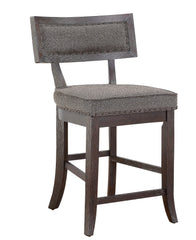 Rustic Aesthetic Dark Cherry Finish Counter Height Chair Set of 2 Wood Framed Nailhead Trim Fabric Upholstered Seat Kitchen Dining Room Furniture