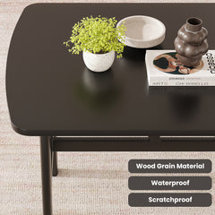 Dining Table for 4-6 Person, Rectangular Wood Kitchen Table, Modern Dinner Table with Sturdy Metal Frame for Dining Room, Kitchen, 47.2 inch, Black