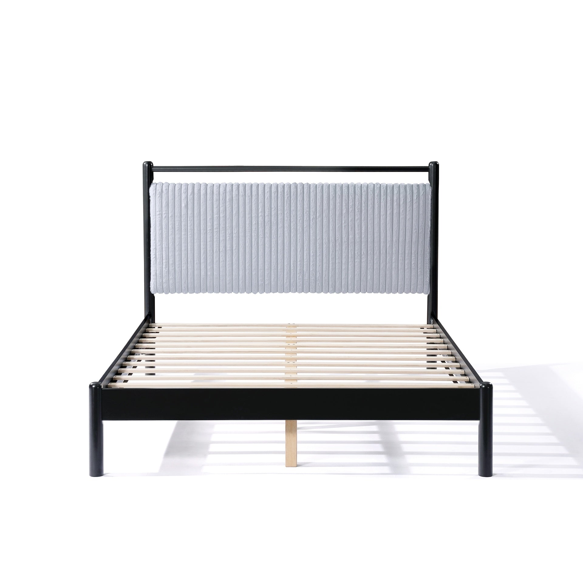 Queen Wood Bed Frame with Fluffy Soft Headboard