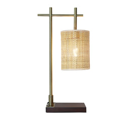 Bedroom Table Lamp Nordic Home Creative Romantic Warm Study Room Desk Bedside Lamp, Moonstone Bamboo Lampshade Table Lamp - Dark Brown - Bronze 110V