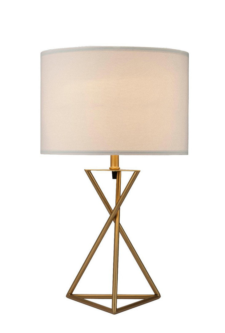26.25" Tall "Ester" Mid-Century Metal Table Lamp, Hourglass Design, Matte Gold
