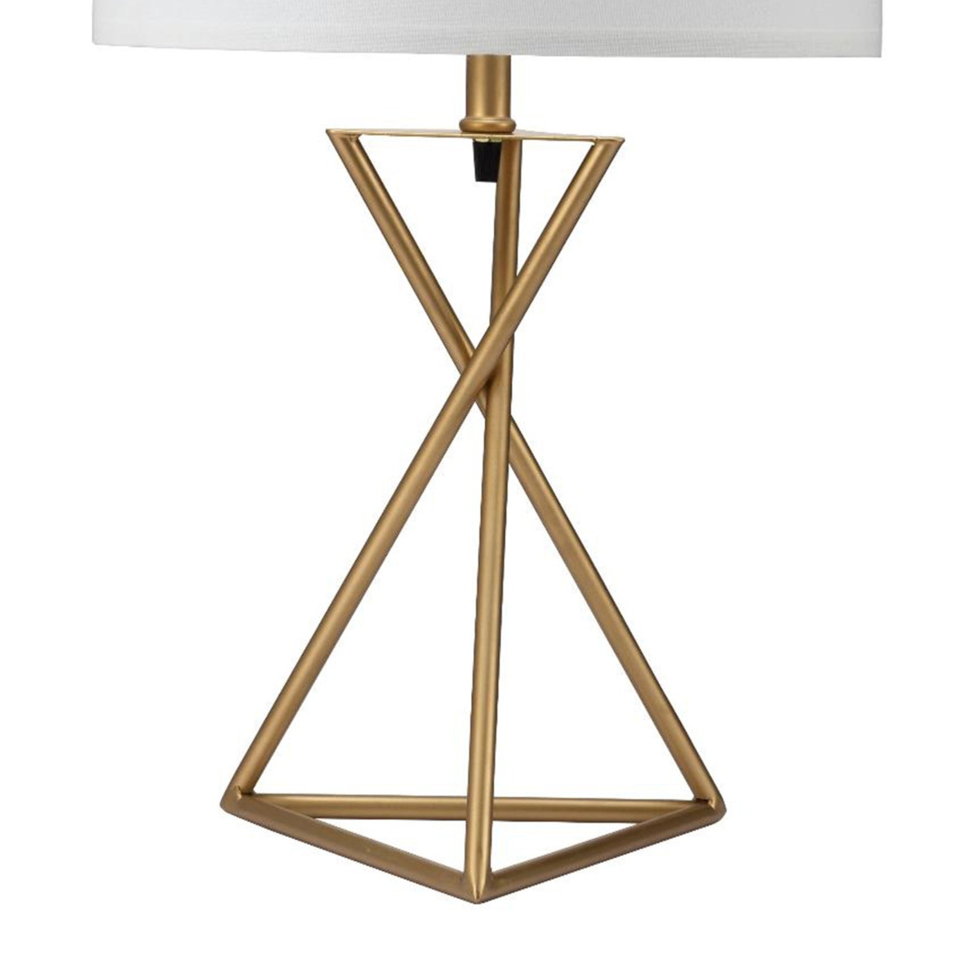 26.25" Tall "Ester" Mid-Century Metal Table Lamp, Hourglass Design, Matte Gold
