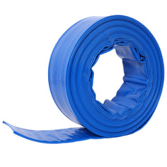 1-1/2"(Flat 2.6") widthx 50 FT Pool Backwash Hose, Blue Heavy Duty Reinforced PVC Lay Flat Water Discharge Hose for Swimming Pool Filter Pump,with 2 Clamp