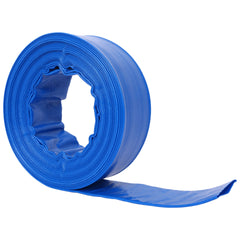 1-1/2"(Flat 2.6") widthx 50 FT Pool Backwash Hose, Blue Heavy Duty Reinforced PVC Lay Flat Water Discharge Hose for Swimming Pool Filter Pump,with 2 Clamp