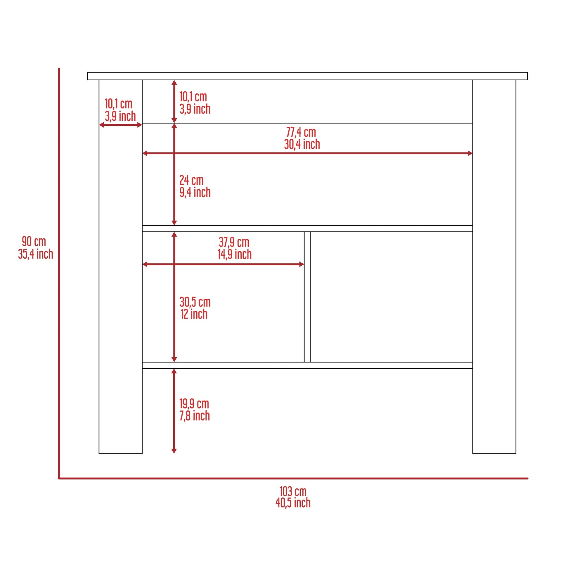 Brooklyn Antibacterial Surface Kitchen Island, Three Concealed Shelves