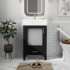20-Inch bathroom vanity with ceramic sink and ample storage - ideal for small bathrooms