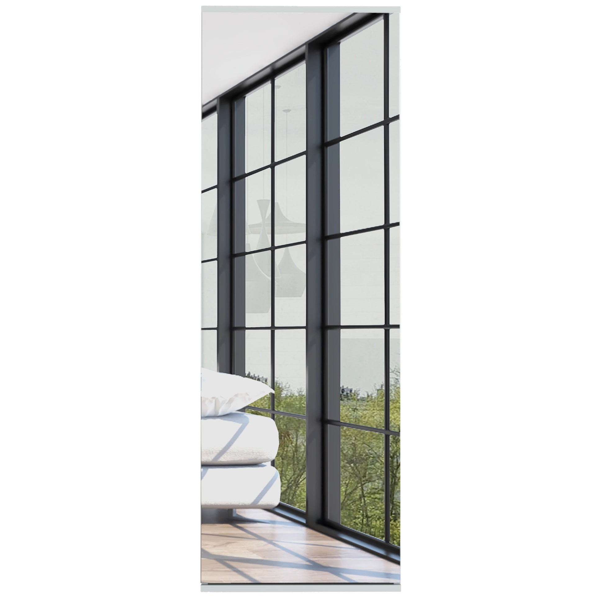 Montauk 5-Shelf Wall Mounted Shoe Cabinet with Mirror Door White