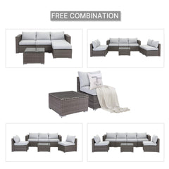 2-Piece All-Weather Outdoor Rattan Patio Furniture Set with  25.2 Inches Width Armless Sofa & Coffee Table,