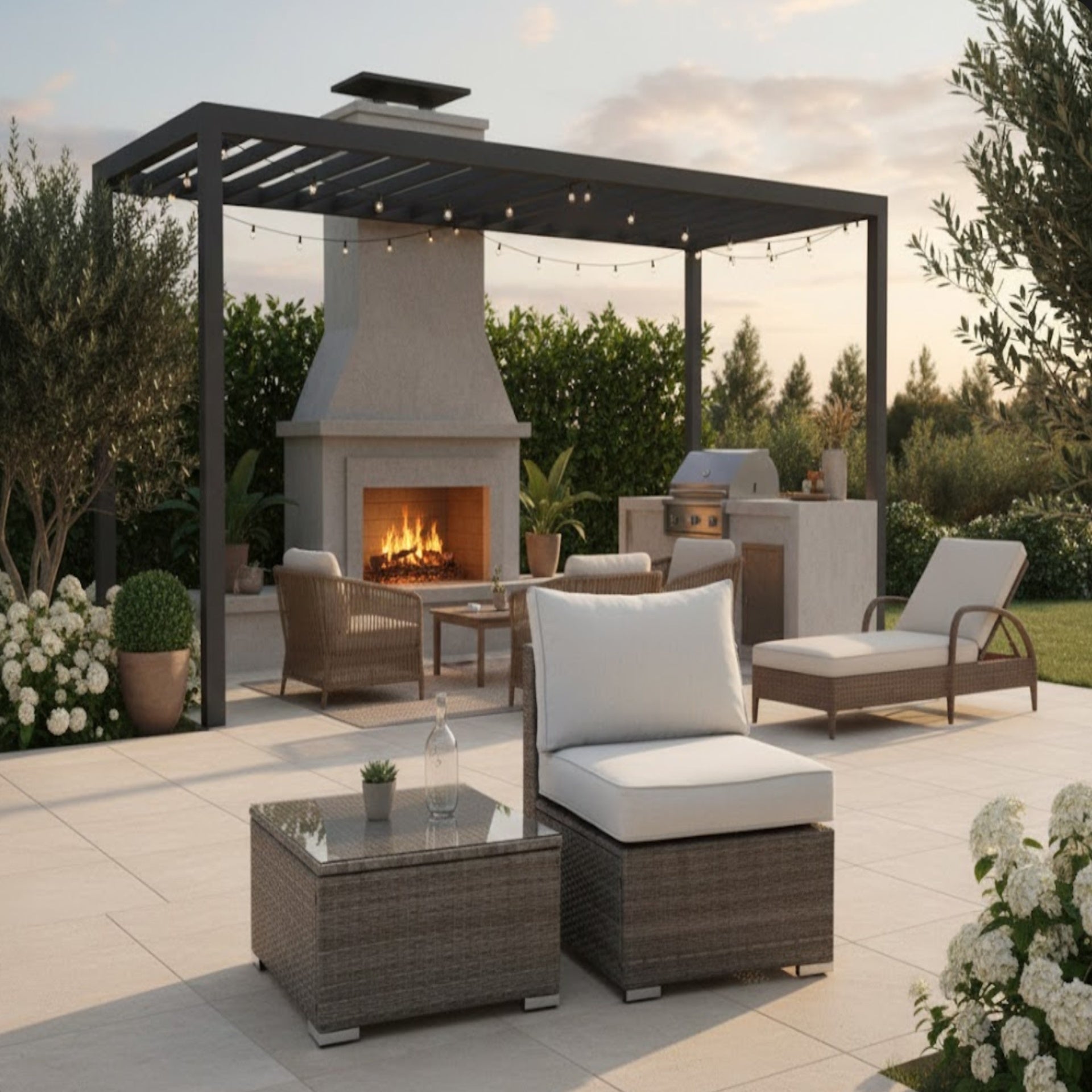 2-Piece All-Weather Outdoor Rattan Patio Furniture Set with  25.2 Inches Width Armless Sofa & Coffee Table,