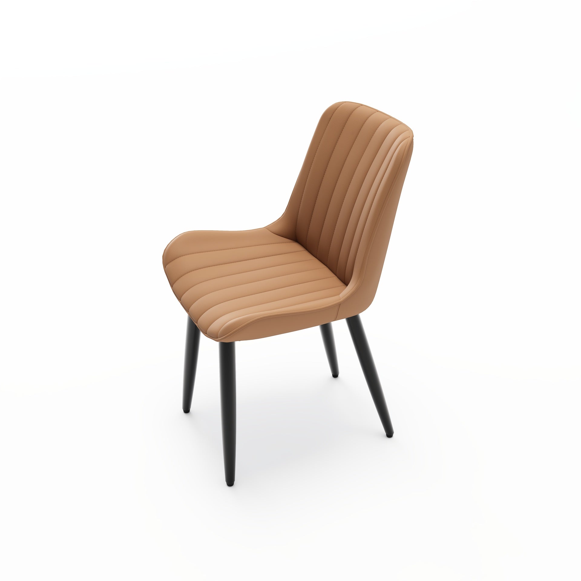 Set of 4 Modern PU Leather Dining Chairs with Thick Cushions & Metal Legs, Armless Faux Leather Side Chairs for Kitchen, Dining Room