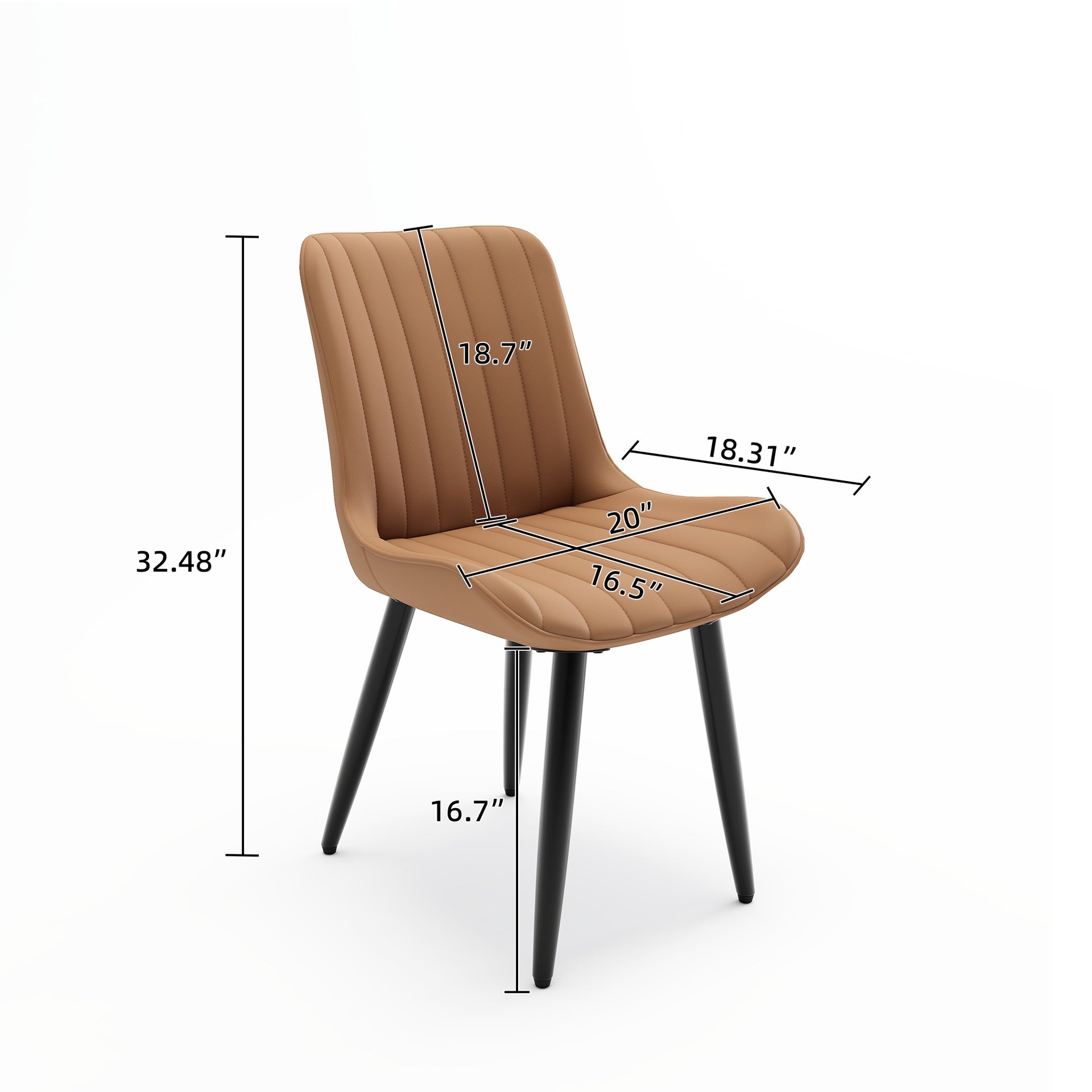 Set of 4 Modern PU Leather Dining Chairs with Thick Cushions & Metal Legs, Armless Faux Leather Side Chairs for Kitchen, Dining Room
