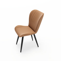 Set of 4 Modern PU Leather Dining Chairs with Thick Cushions & Metal Legs, Armless Faux Leather Side Chairs for Kitchen, Dining Room