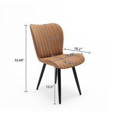 Set of 4 Modern PU Leather Dining Chairs with Thick Cushions & Metal Legs, Armless Faux Leather Side Chairs for Kitchen, Dining Room