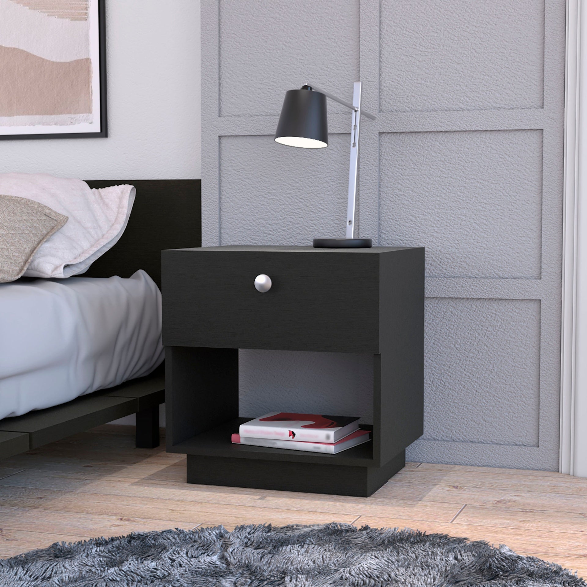 Wenge 1-Drawer Nightstand