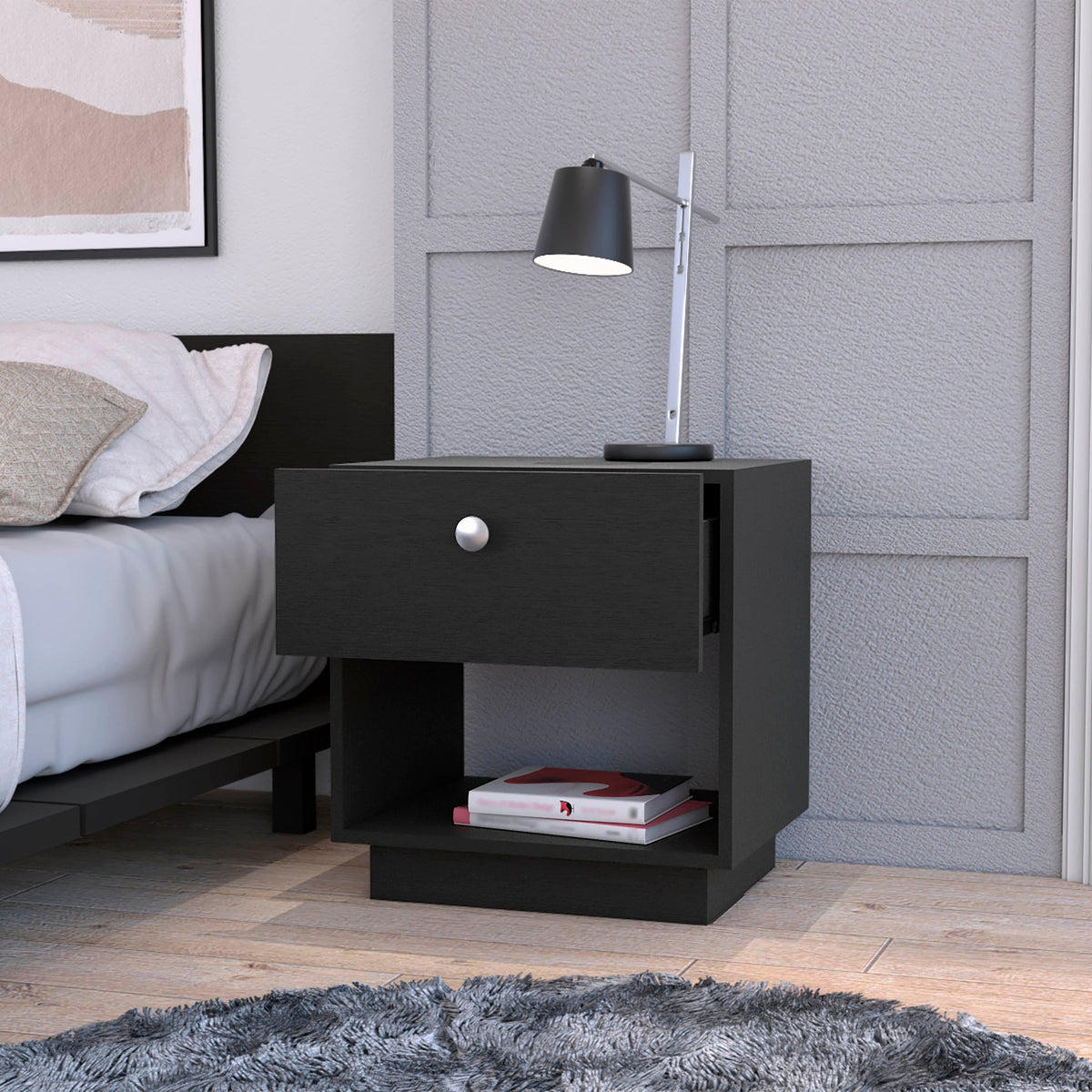 Wenge 1-Drawer Nightstand