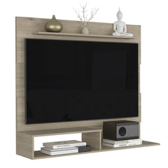 Floating Entertainment Center Albuquerque, Space For The TV´s up 55", Light Pine Finish