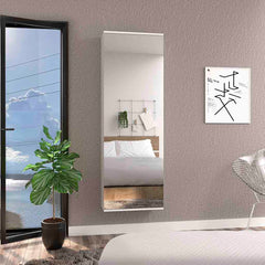 Wall Mounted Shoe Rack With Mirror Chimg, Single Door, White Finish